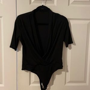 Black scoop neck bodysuit